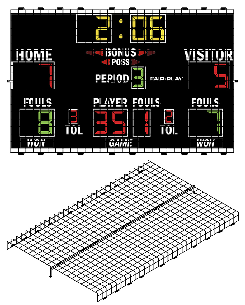 Protective Cage for 10'W X 6'H X 4"D Scoreboard