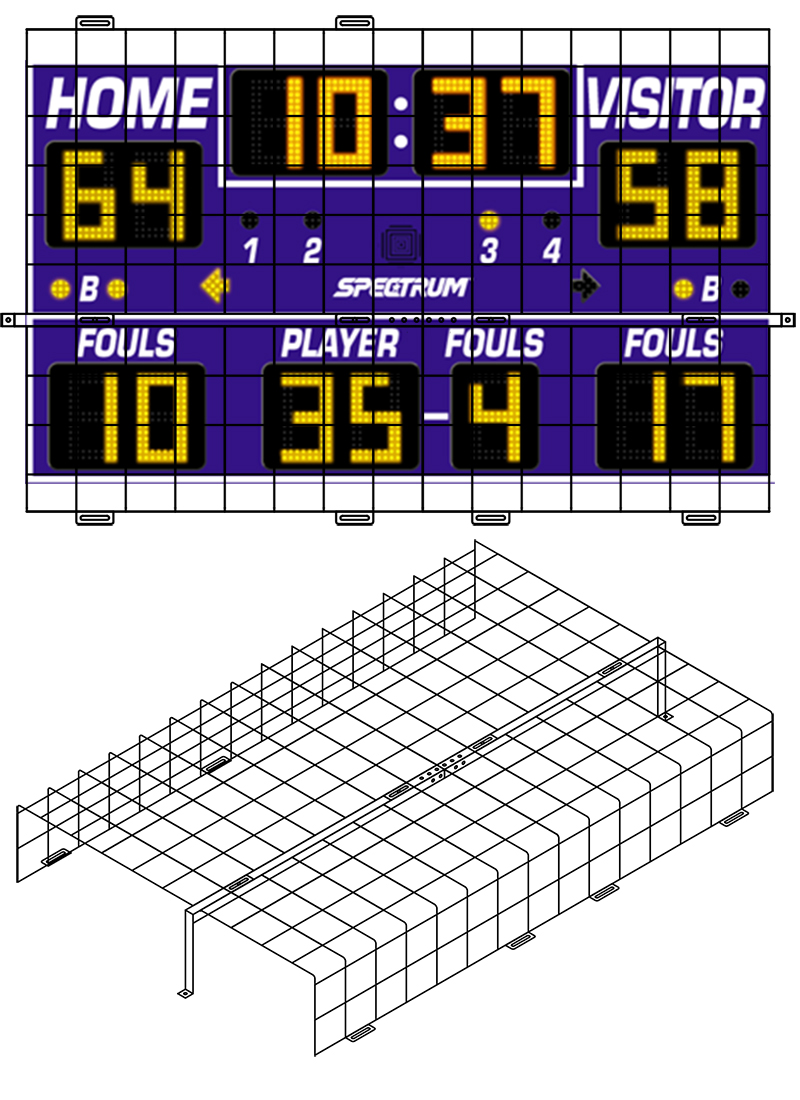 Protective Cage for 5'W x 2' 10"H x 6"D Scoreboard