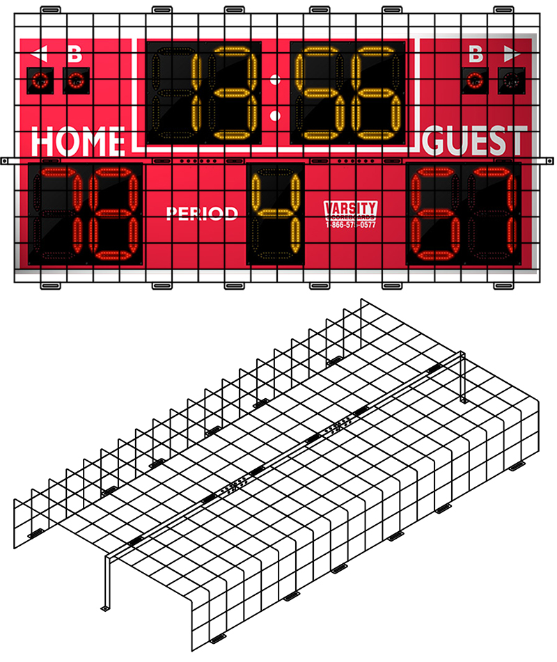 Protective Cage for 80"W x 3'H x 8"D Scoreboard